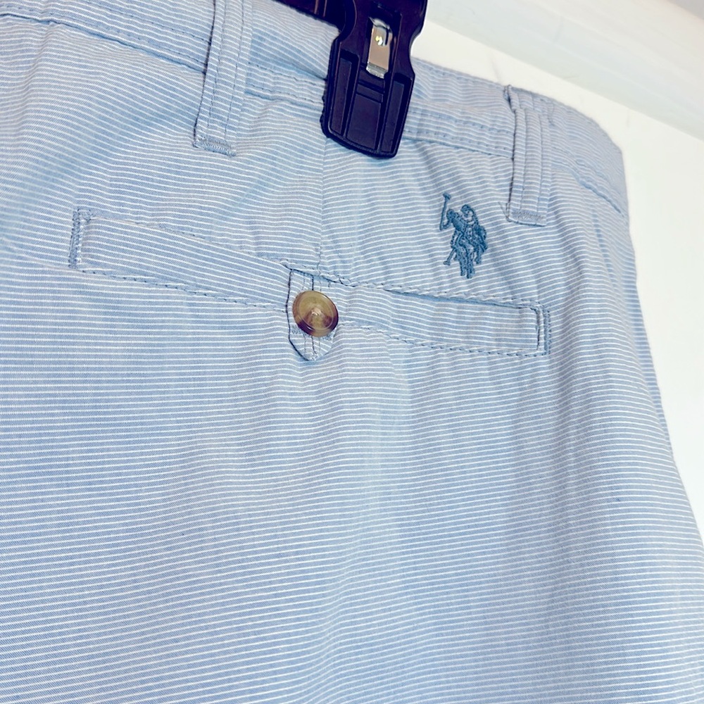 NWT U.S. Polo Assn. Flat Front Striped 12” inseam Cotton Blue Short 46 waist NWT - Picture 5 of 10